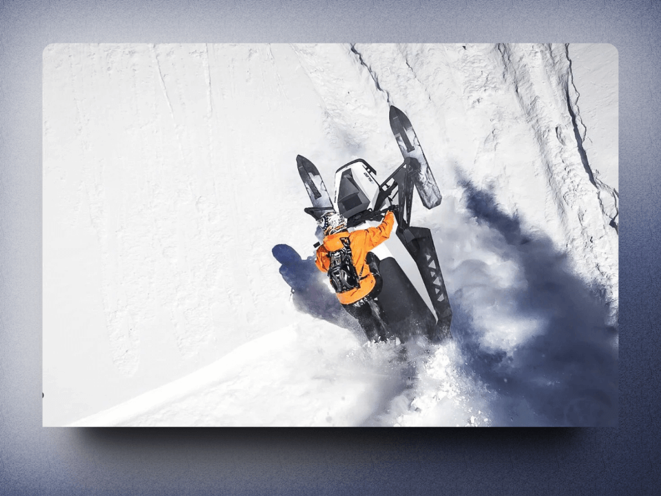 Aurora powertrain electric snowmobile. A great winter experience.