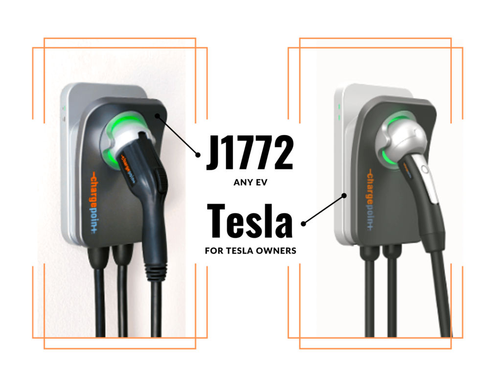 chargepoint home flex J1772 and Tesla support for all EV owners.