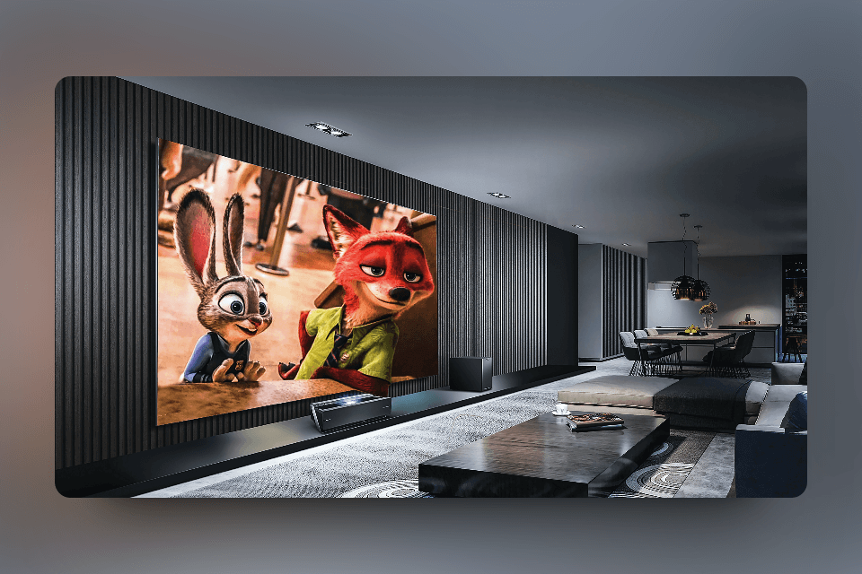 luxury home theatre with a smart sound system