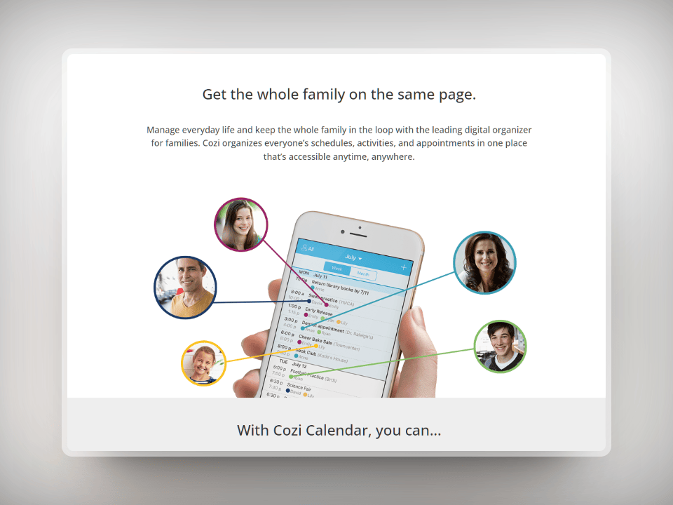 cozi calendar for organizing family stuff