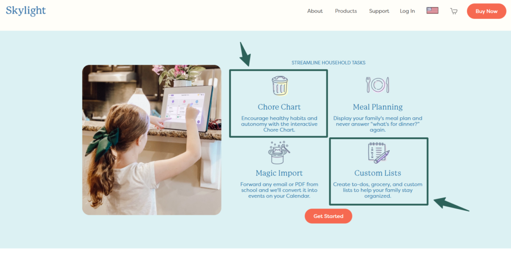 skylight calendar chore charts, meal planning, magic imports and custom lists