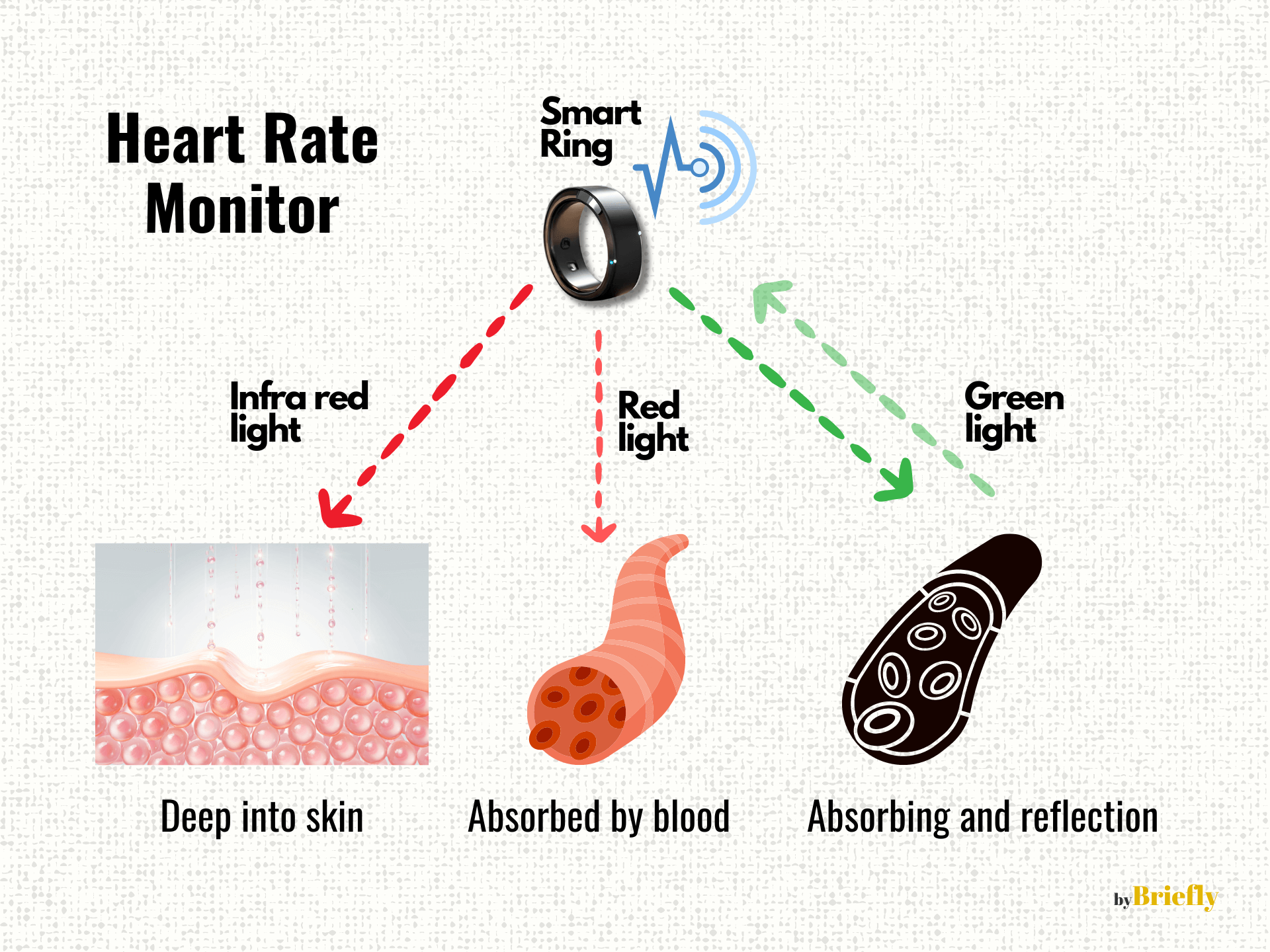 heart rate monitor with emitting lights in smart rings